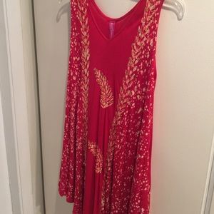 Ladies one size BoHo hippie sun dress red